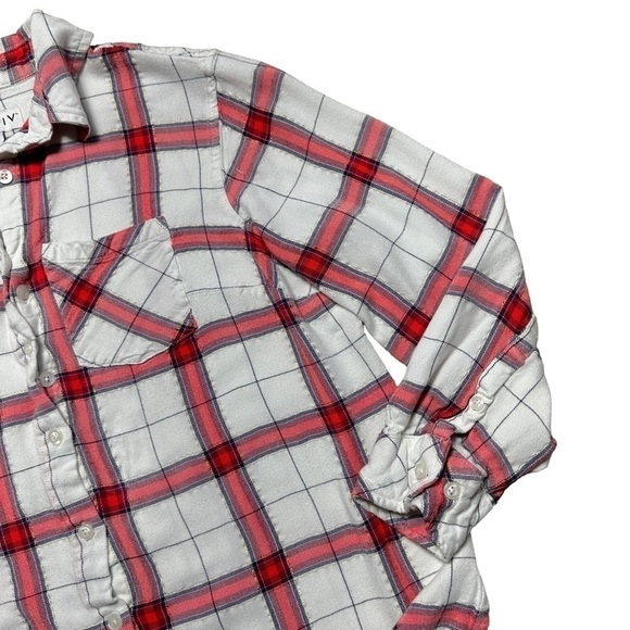 Ava & Viv White & Red Plaid Button Down Long Sleeve Top US 0X - Picture 3 of 9